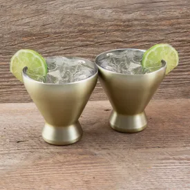 11 Oz Gold Cocktail Tumblers, Set Of 2