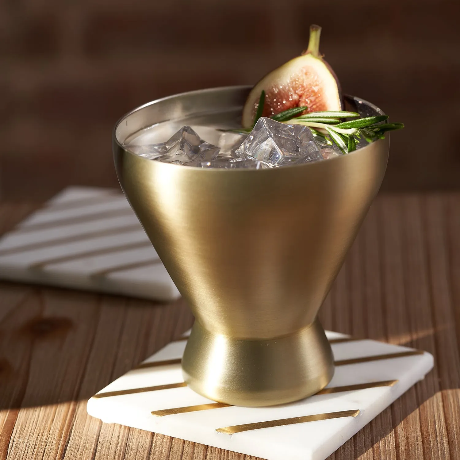 11 Oz Gold Cocktail Tumblers, Set Of 2