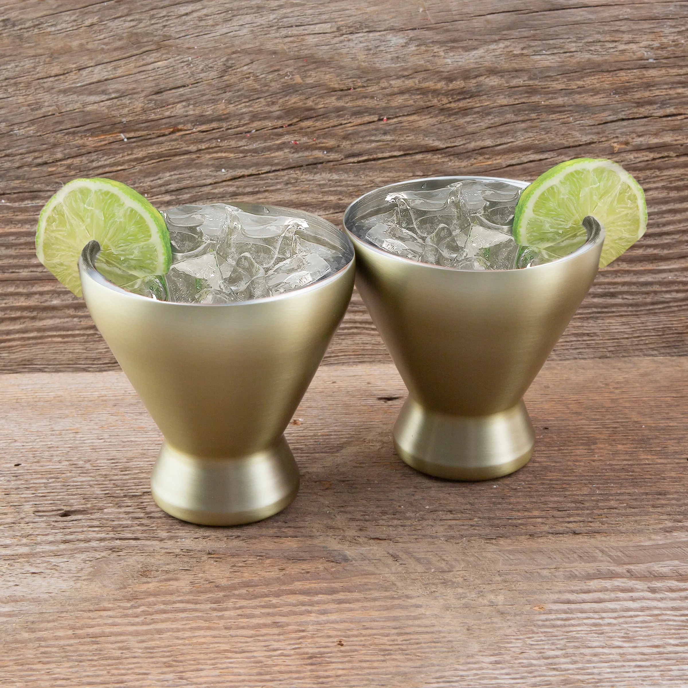 11 Oz Gold Cocktail Tumblers, Set Of 2