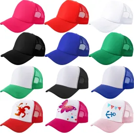 12 Pack Child Trucker Hats Bulk DIY Sublimation Baseball Cap Blank Mesh Trucker Cap for Kids Summer Outdoor Sports