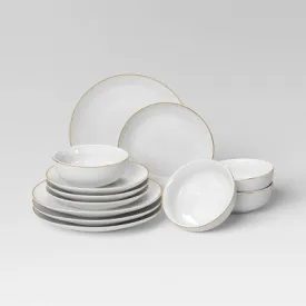 12pc Christmas Dinnerware Set Gold - Threshold