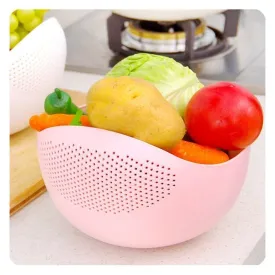 2014 Plastic Rice Bowl / Food Strainer Thick Drain Basket with Handle for Rice, Vegetable & Fruit. (1Pc)