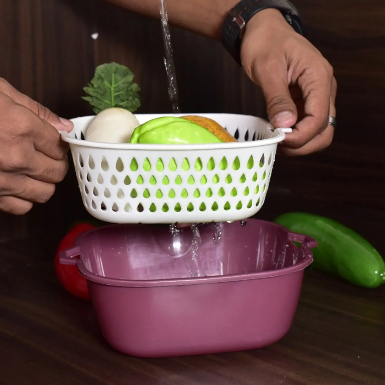 2783 2 In 1 Basket Strainer To Rinse Various Types Of Items Like Fruits, Vegetables Etc.
