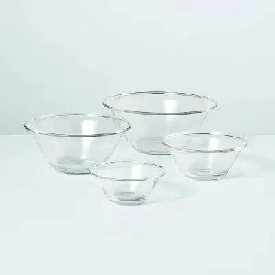 4pc Glass Mixing Bowl Set Clear - Hearth & Hand with Magnolia