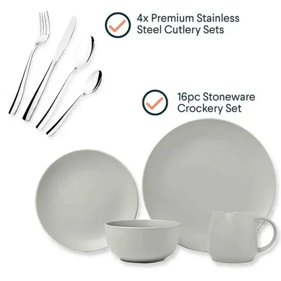 4x Person Deluxe Stoneware Dinner Sets