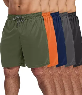 5 Pack Gym Shorts for Men 7 inch, Mens Athletic Running Shorts Dry Fit & Mesh Active Workout Shorts for Men with Pockets