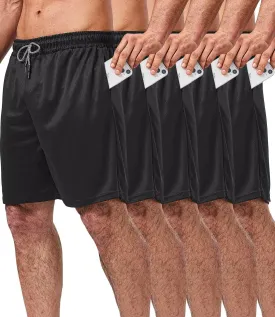 5 Pack Gym Shorts for Men 7 inch, Mens Athletic Running Shorts Dry Fit & Mesh Active Workout Shorts for Men with Pockets