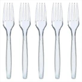 500 Clear Plastic Forks - Heavyweight Plastic Forks, Fancy Plastic Cutlery,