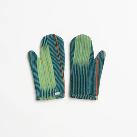 African Baule Oven Mitts - Indigo/Lime