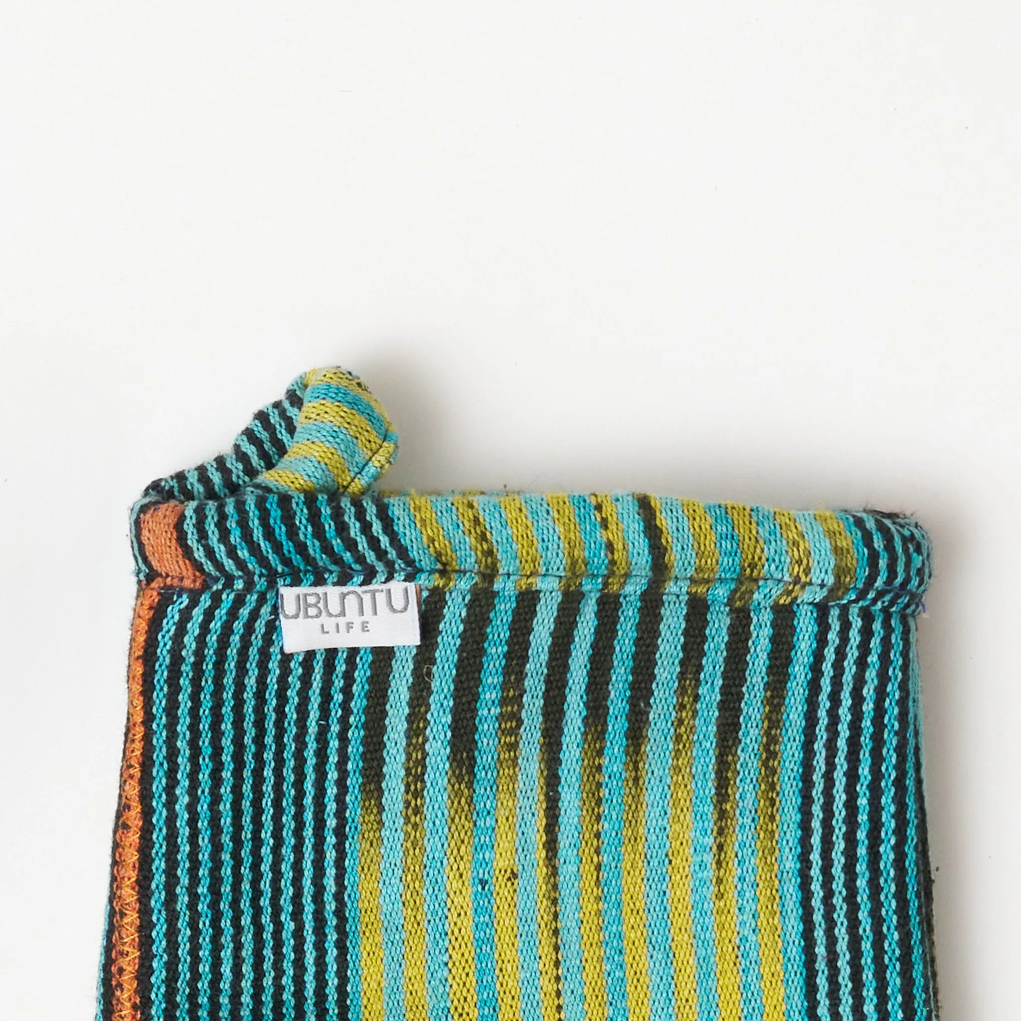 African Baule Oven Mitts - Indigo/Lime