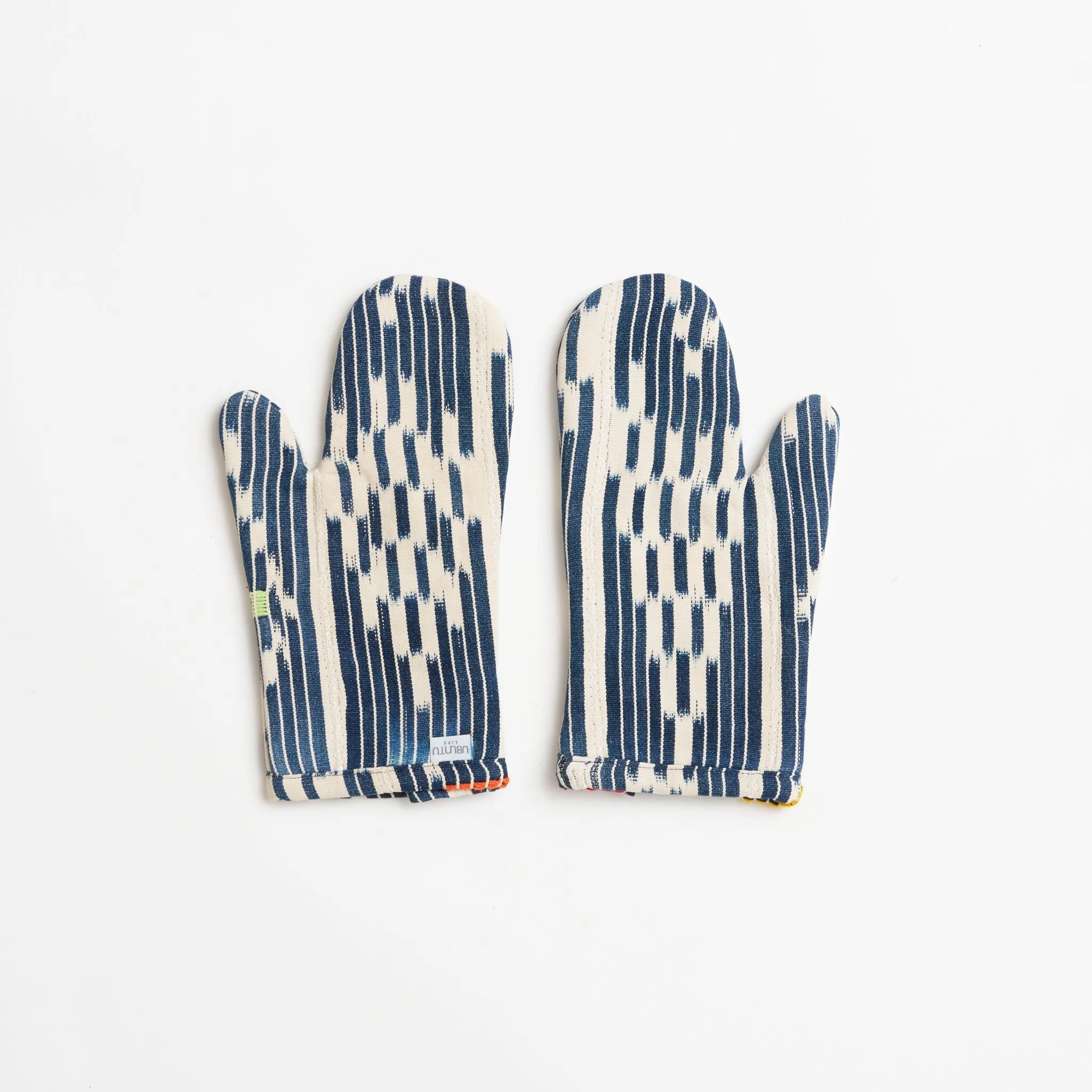 African Baule Oven Mitts - Indigo/White