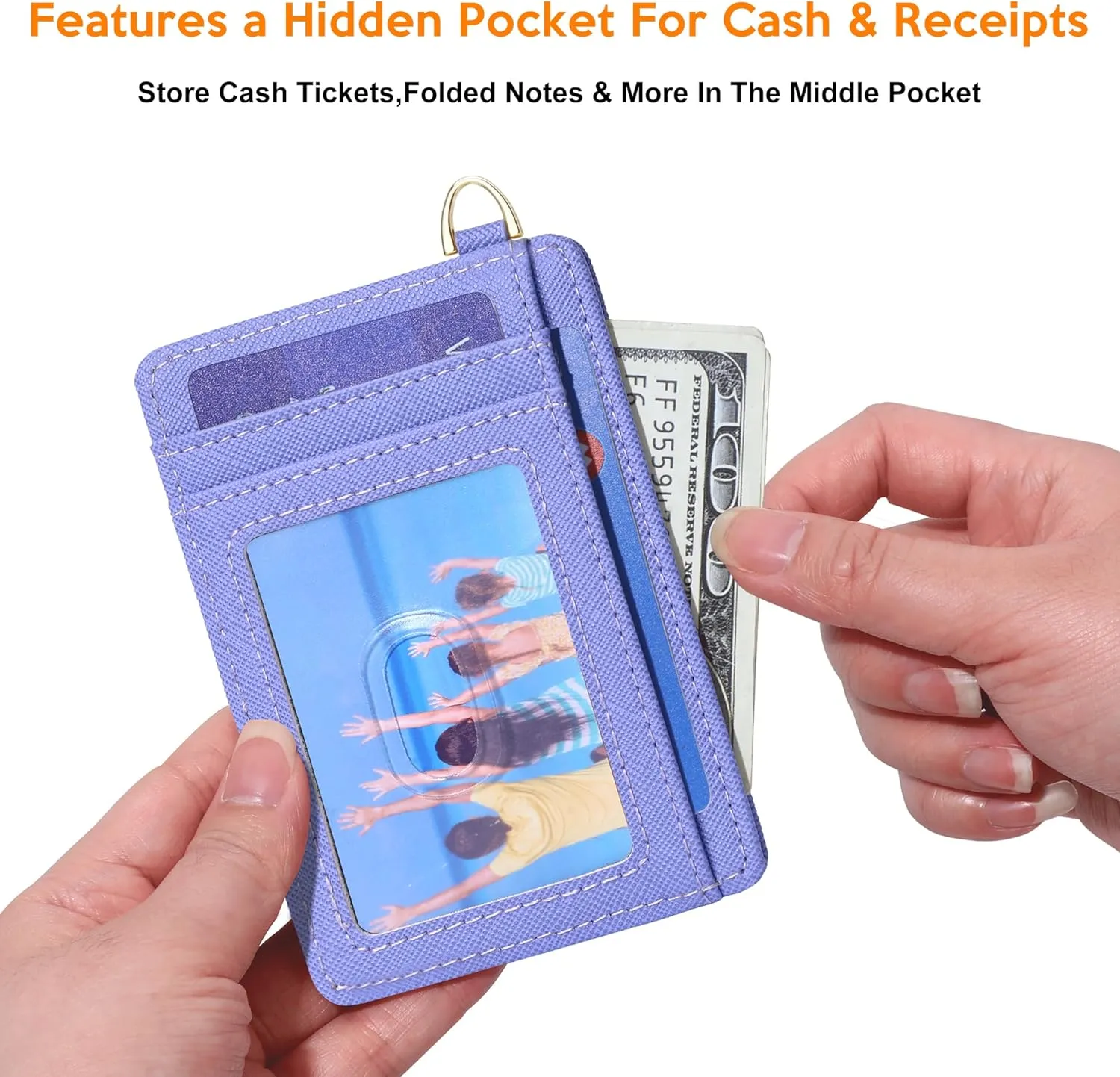 Badiya Credit Card Holder Slim Minimalist Wallet, Front Pocket Purse RFID Blocking Wallet Compact Card Case with ID Window for Women & Men
