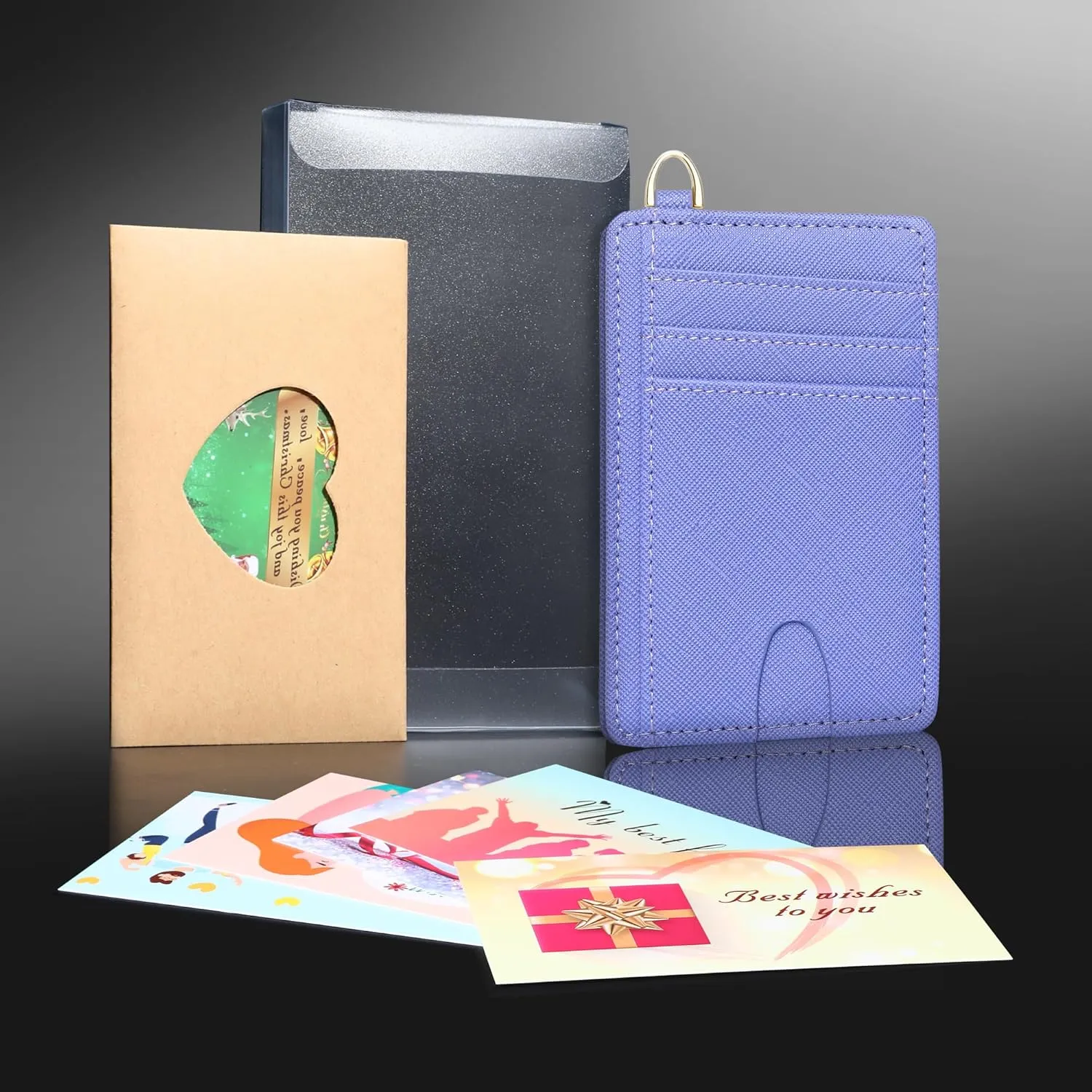 Badiya Credit Card Holder Slim Minimalist Wallet, Front Pocket Purse RFID Blocking Wallet Compact Card Case with ID Window for Women & Men