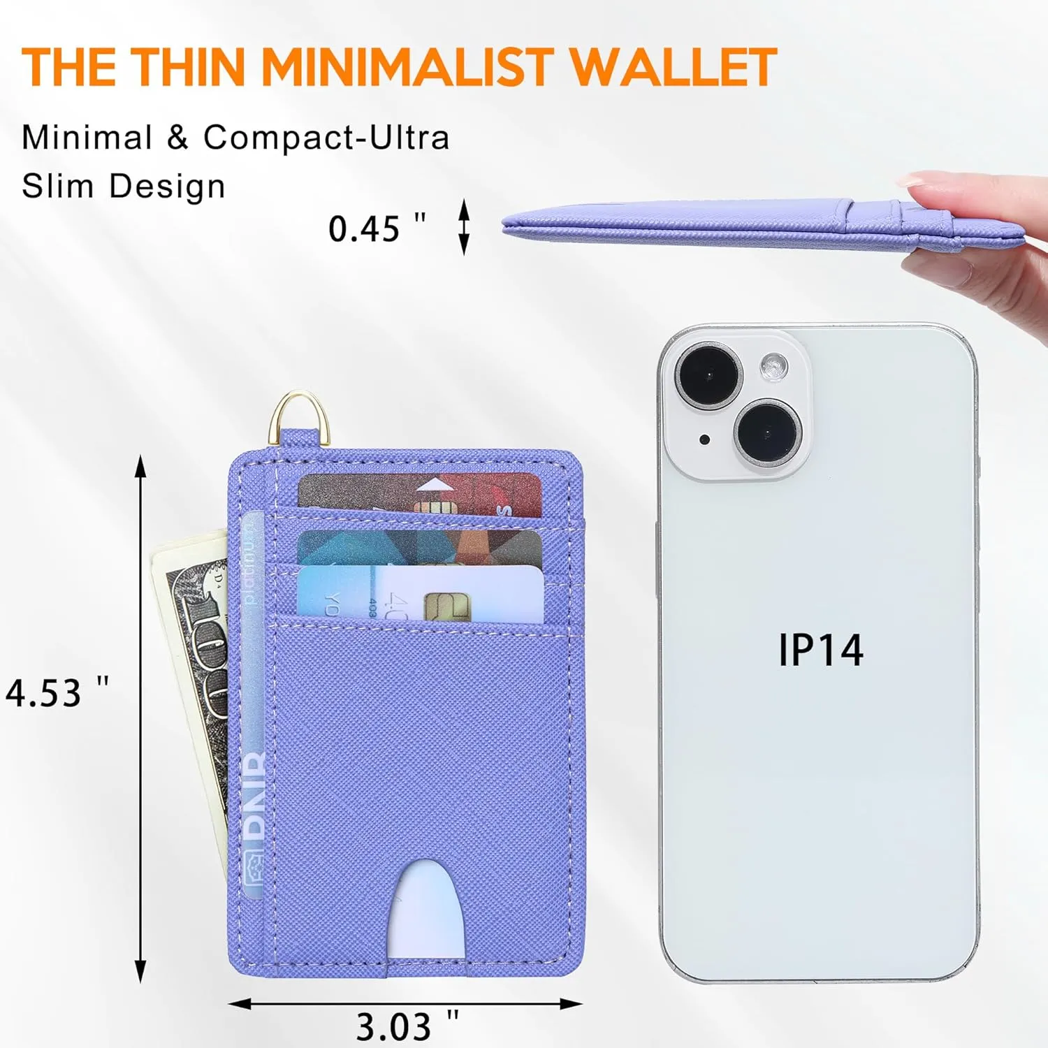 Badiya Credit Card Holder Slim Minimalist Wallet, Front Pocket Purse RFID Blocking Wallet Compact Card Case with ID Window for Women & Men