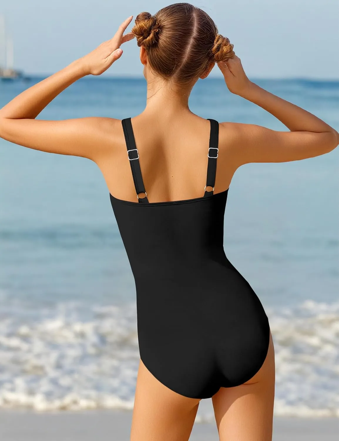 BAVEDER Girls Swimsuit One Piece Swimsuits Solid Ruched Bathing Suit for Girls Full Coverage Modest Padded Swimwear 9-16y