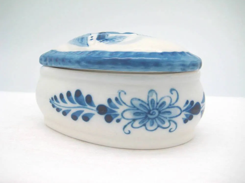 Blue & White Ring Box Embossed Windmill Design