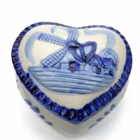 Blue & White Ring Box Embossed Windmill Design