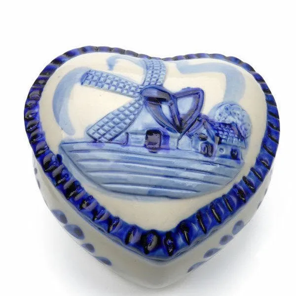 Blue & White Ring Box Embossed Windmill Design