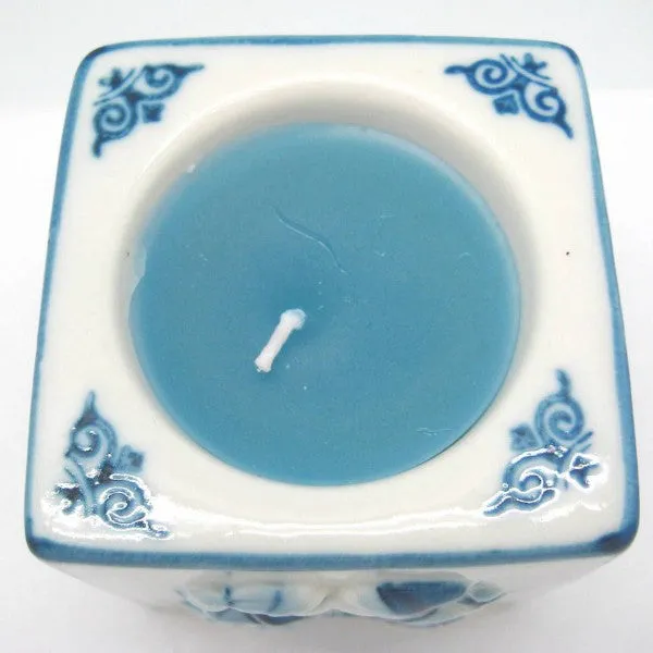 Blue Votive Candles Embossed Mill & Kiss