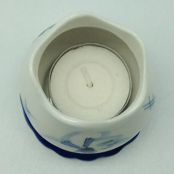 Blue Votive Candles with Tulip Design