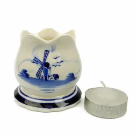 Blue Votive Candles with Tulip Design