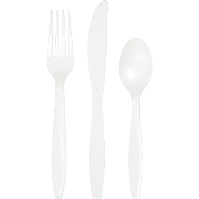 Bulk White Assorted Plastic Cutlery (288 per Case)