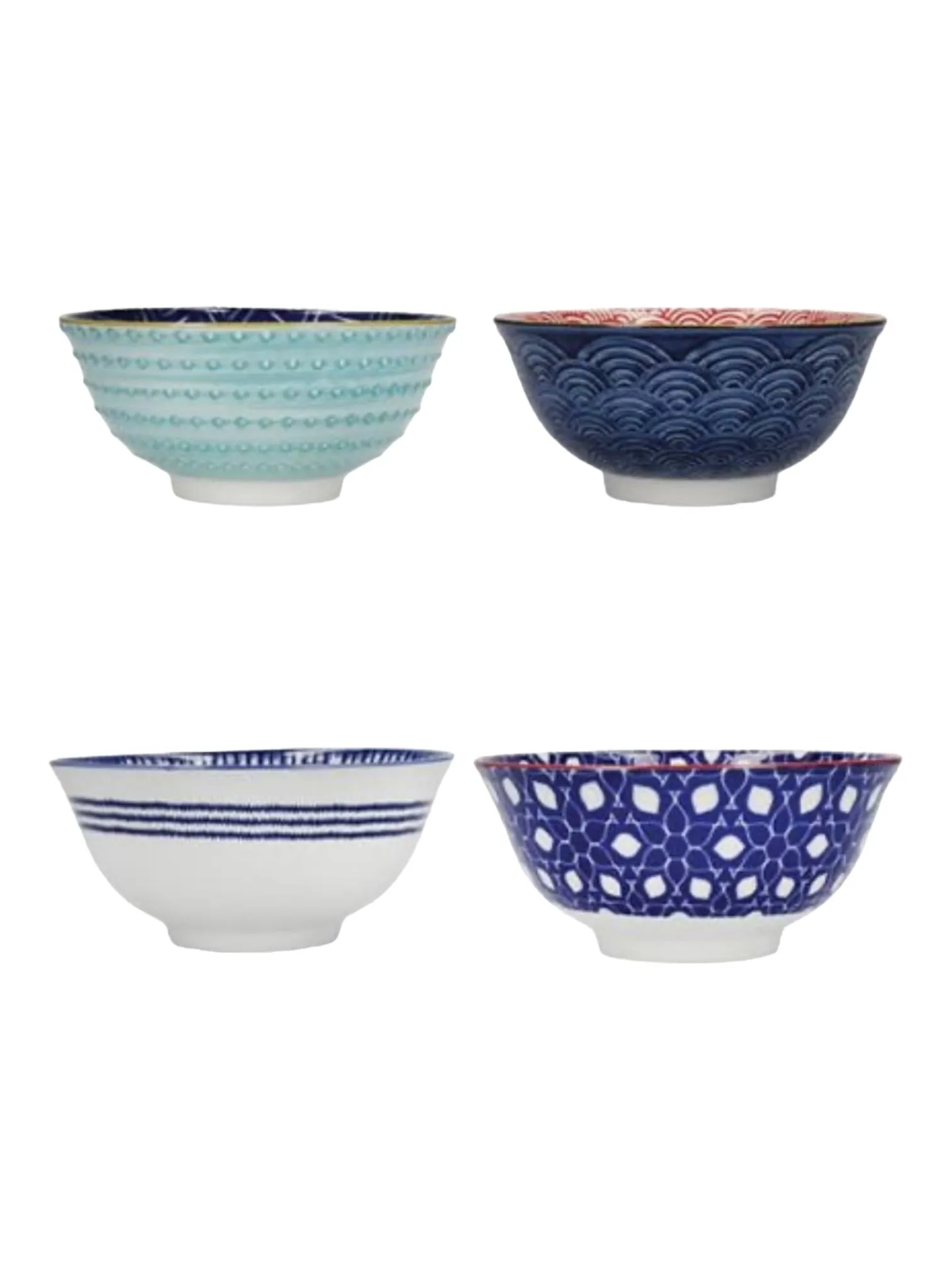 Ceramic Bowls Blue Pastels - Set of Four