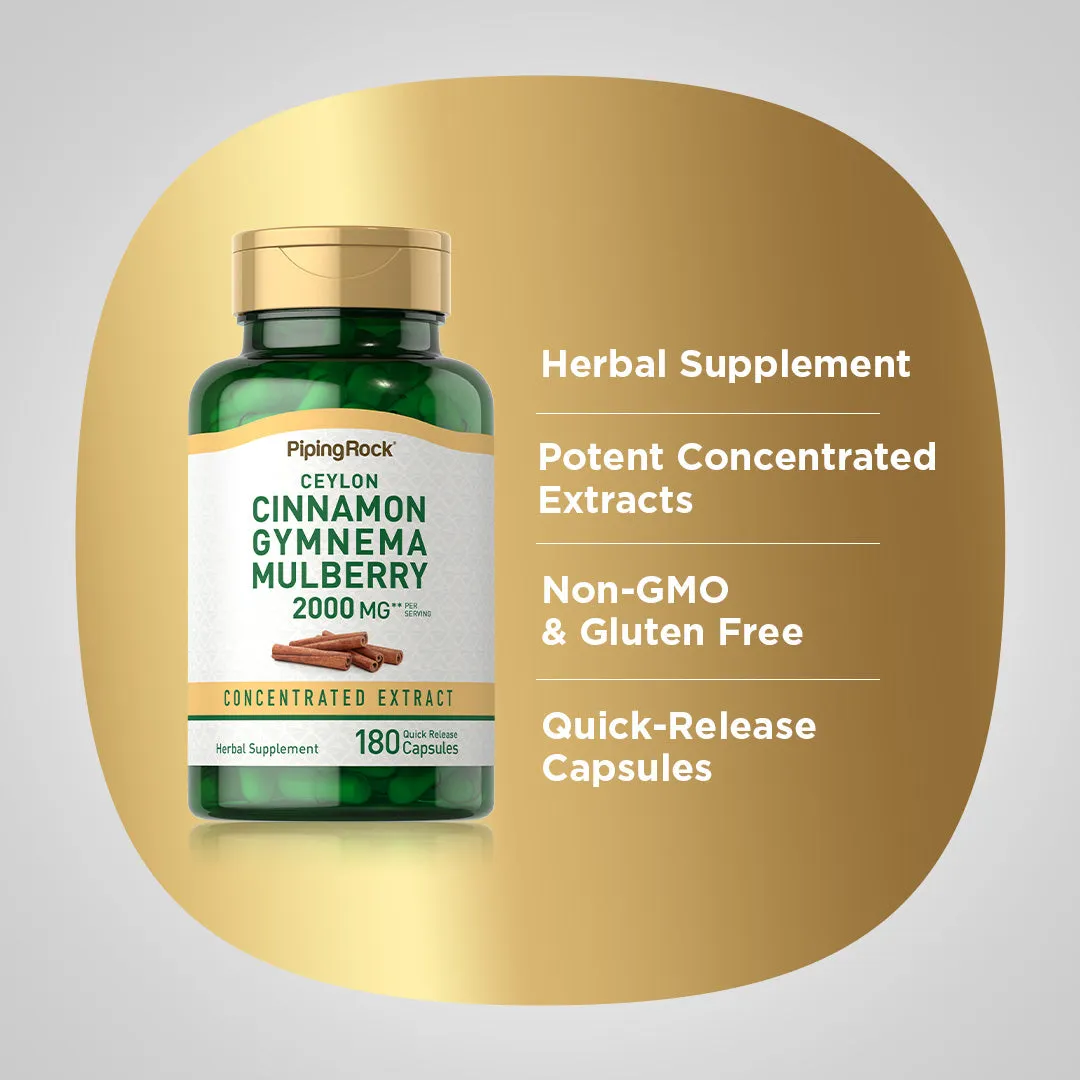 Ceylon Cinnamon Gymnema Mulberry Complex, 2000 mg (per serving), 180 Quick Release Capsules
