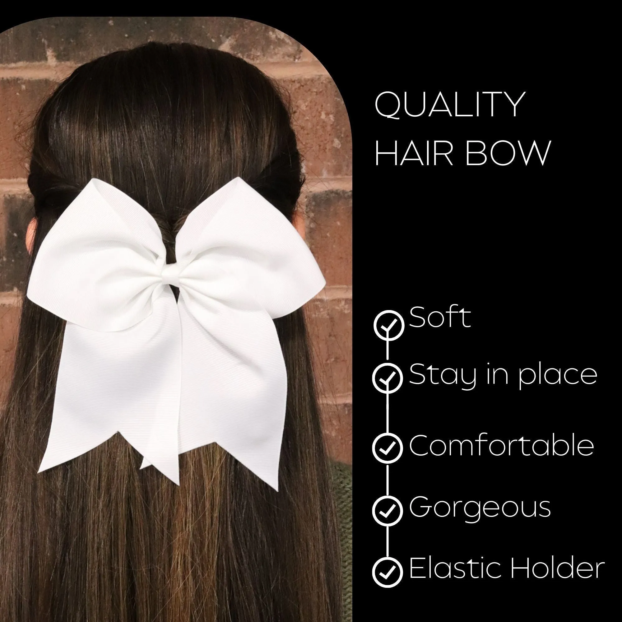 Cheer Bow for Girls Large Hair Bows with Ponytail Holder You Pick Colors & Quantities