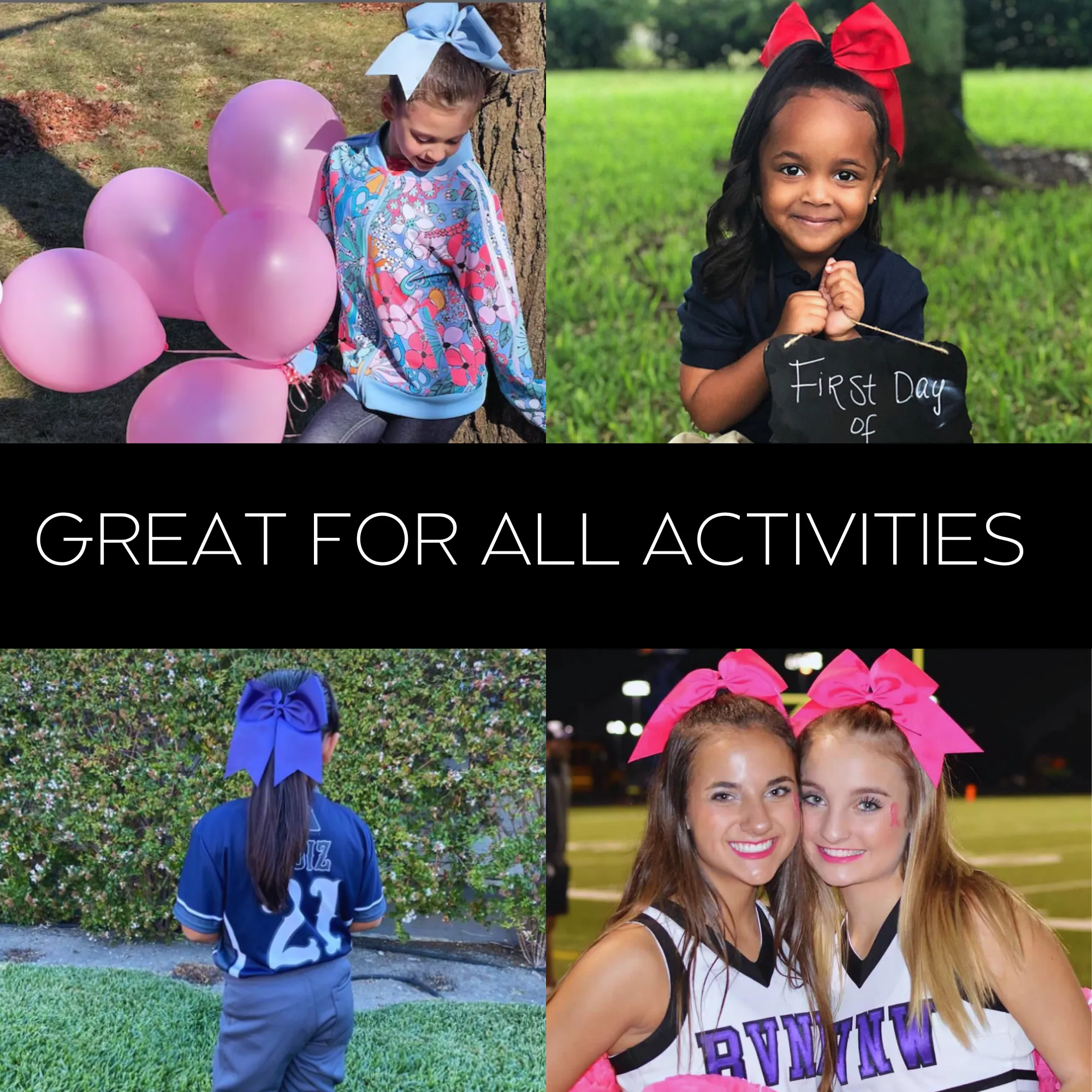 Cheer Bow for Girls Large Hair Bows with Ponytail Holder You Pick Colors & Quantities