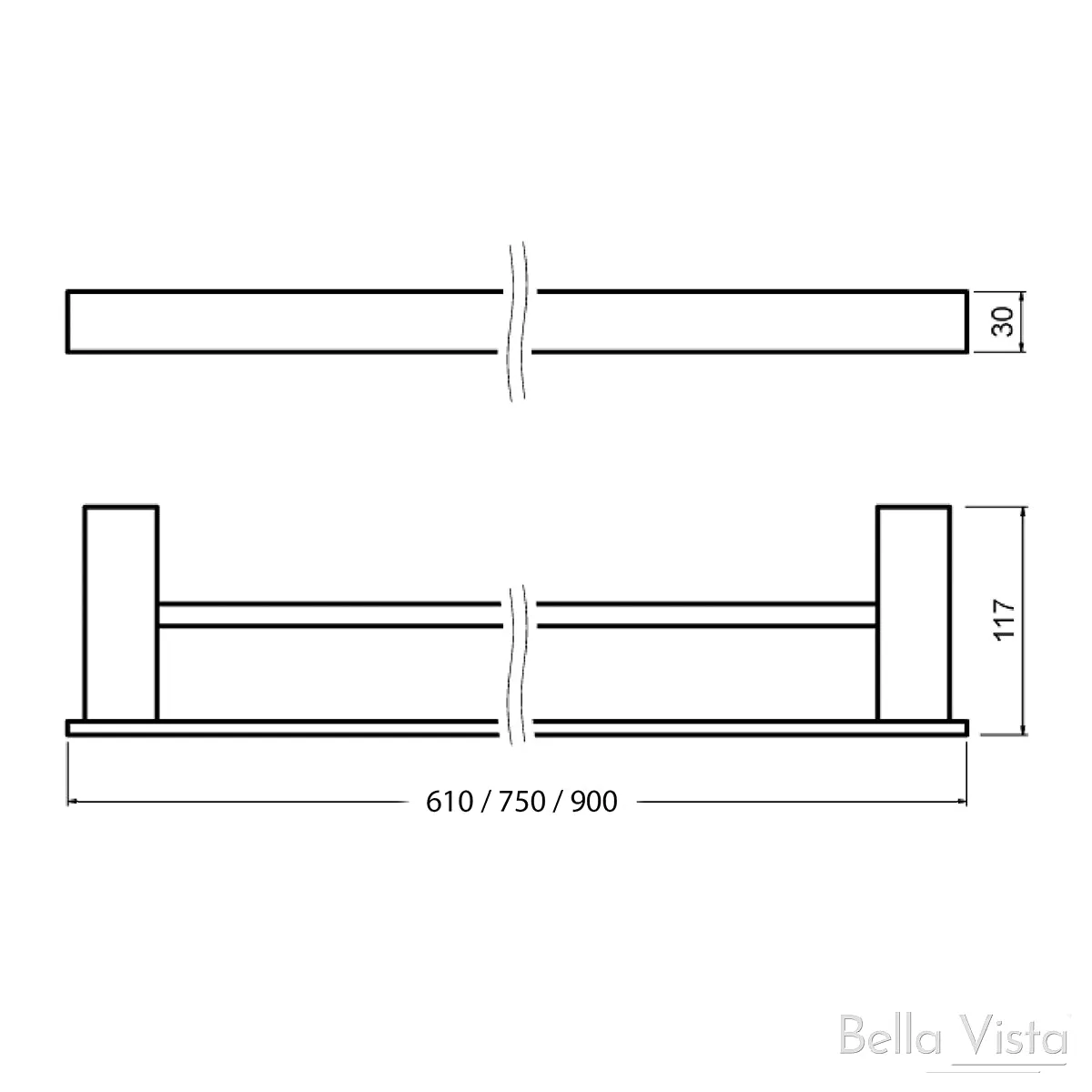 Chunky 610MM Double Towel Rail Chrome