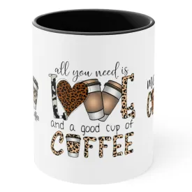 COFFEE LOVERS OFFICIAL Mug - With Color Accents - Black, Red, Pink, Blue, Navy - Mugscity 23 - Free Shipping