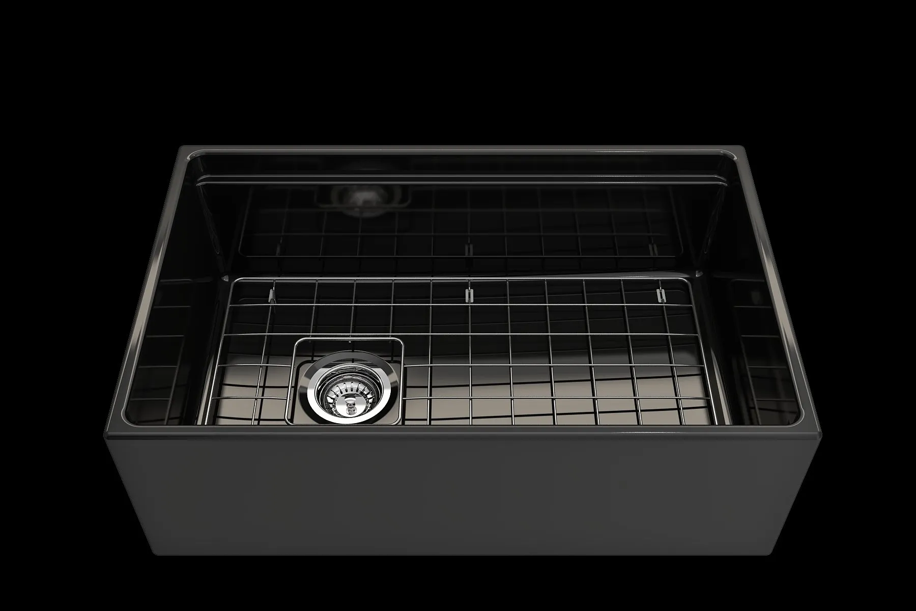 Contempo Step-Rim 30" x 19" x 10" Single-Basin Farmhouse Apron Front Kitchen Sink in Black