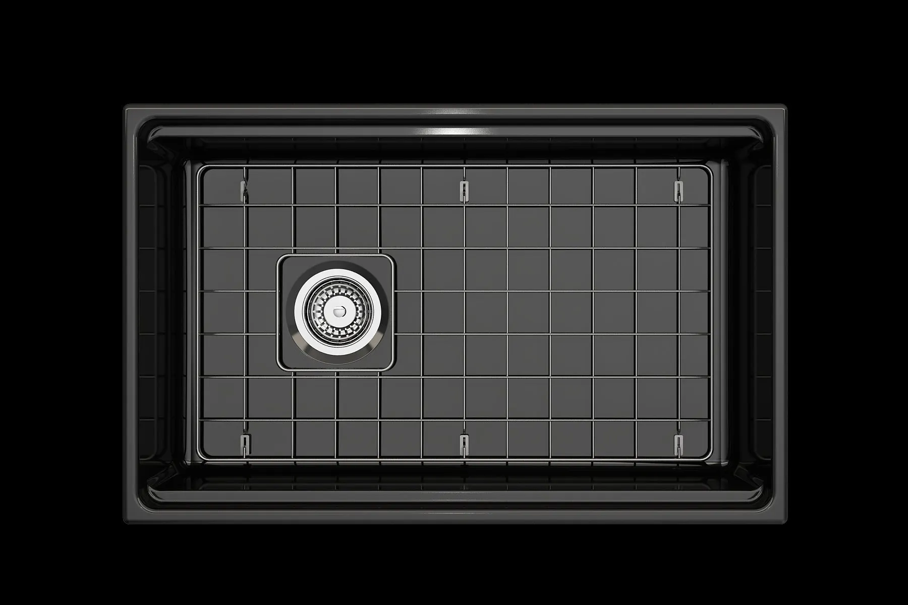 Contempo Step-Rim 30" x 19" x 10" Single-Basin Farmhouse Apron Front Kitchen Sink in Black