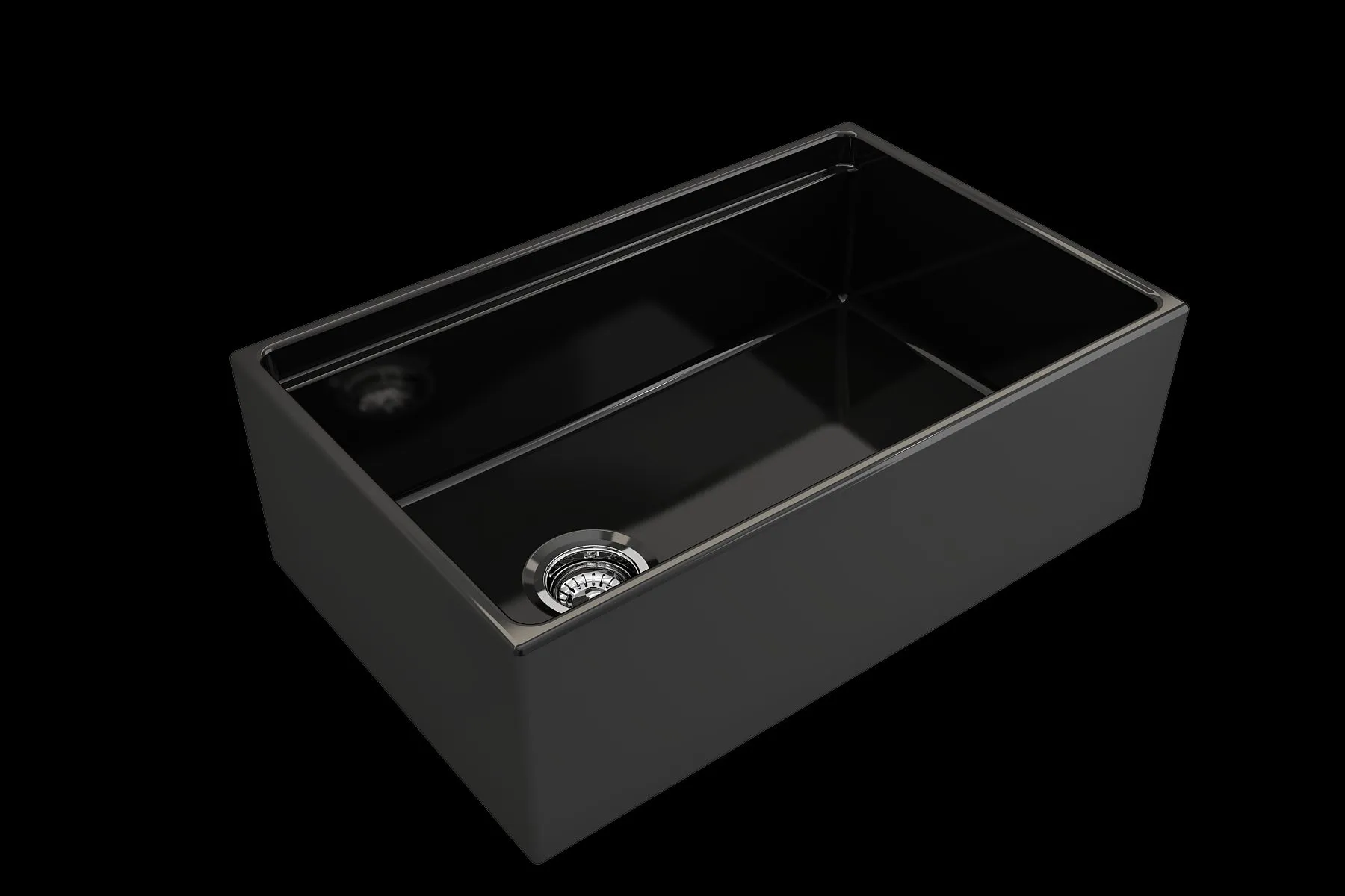 Contempo Step-Rim 30" x 19" x 10" Single-Basin Farmhouse Apron Front Kitchen Sink in Black
