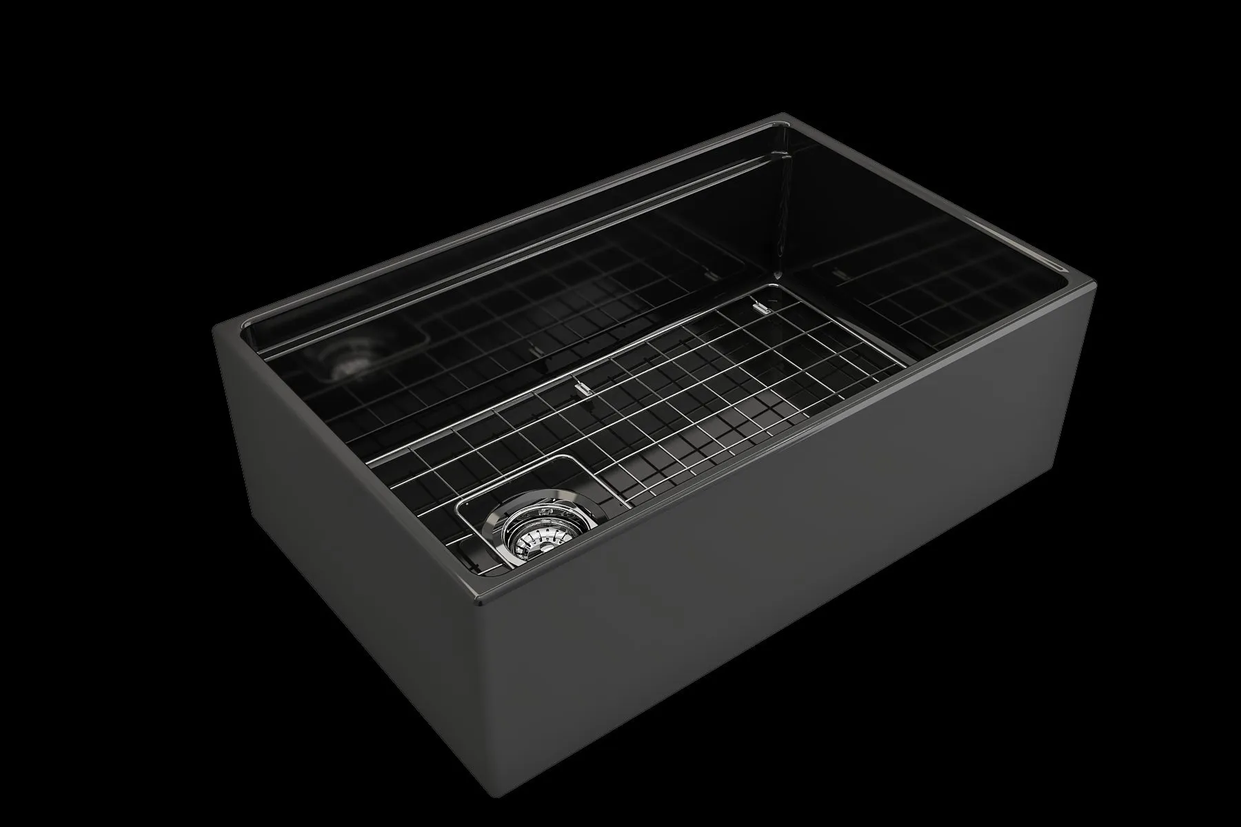 Contempo Step-Rim 30" x 19" x 10" Single-Basin Farmhouse Apron Front Kitchen Sink in Black