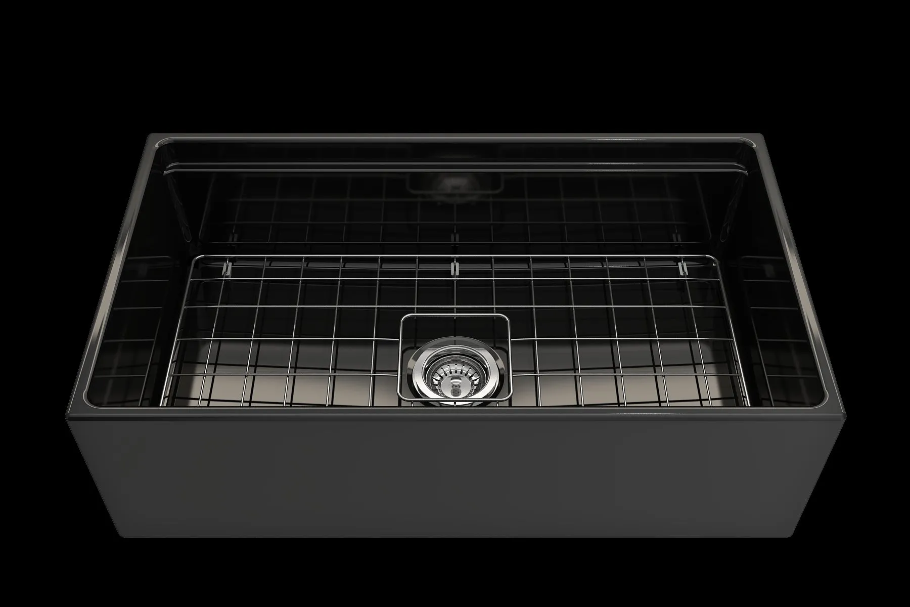 Contempo Step-Rim 33" x 19" x 10" Single-Basin Farmhouse Apron Front Kitchen Sink in Black