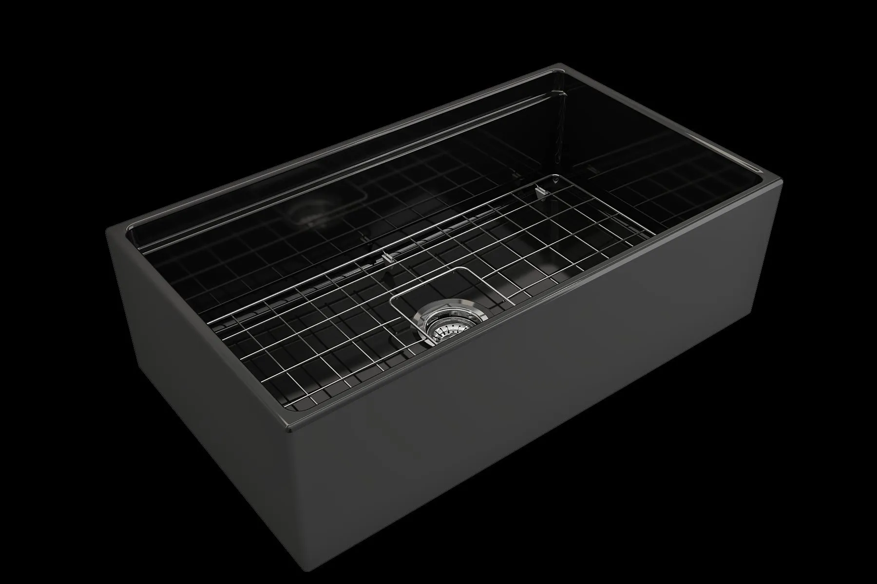Contempo Step-Rim 33" x 19" x 10" Single-Basin Farmhouse Apron Front Kitchen Sink in Black