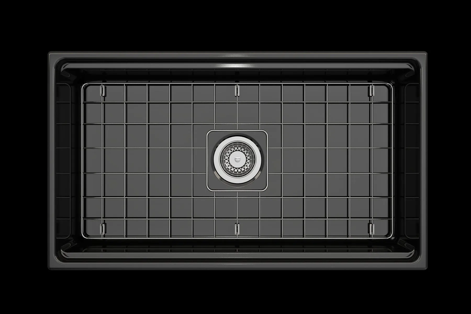 Contempo Step-Rim 33" x 19" x 10" Single-Basin Farmhouse Apron Front Kitchen Sink in Black