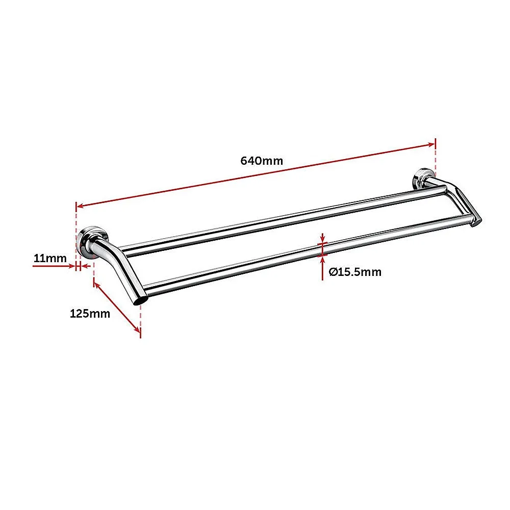 Double Chrome Towel Bar, Double Bar Design, 635mm - Della Francesca