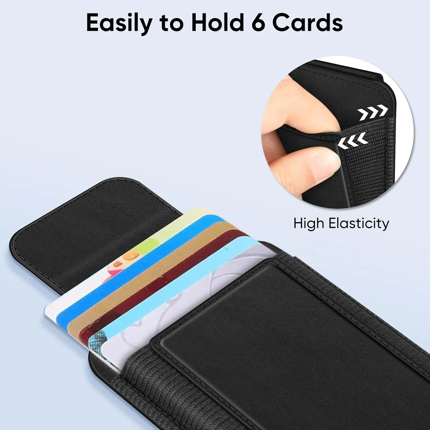 FINPAC MagSafe Wallet, Magnetic Card Wallet Holder for iPhone 16/15/14/13/12 Series, Safe RFID Blocking Slim Leather 6 Card Holder for Women Men, Black