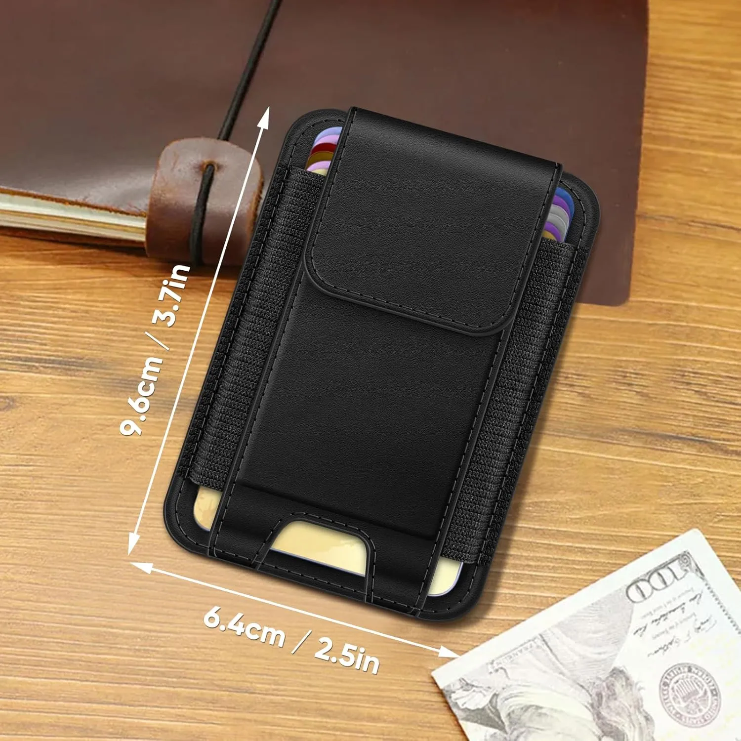 FINPAC MagSafe Wallet, Magnetic Card Wallet Holder for iPhone 16/15/14/13/12 Series, Safe RFID Blocking Slim Leather 6 Card Holder for Women Men, Black