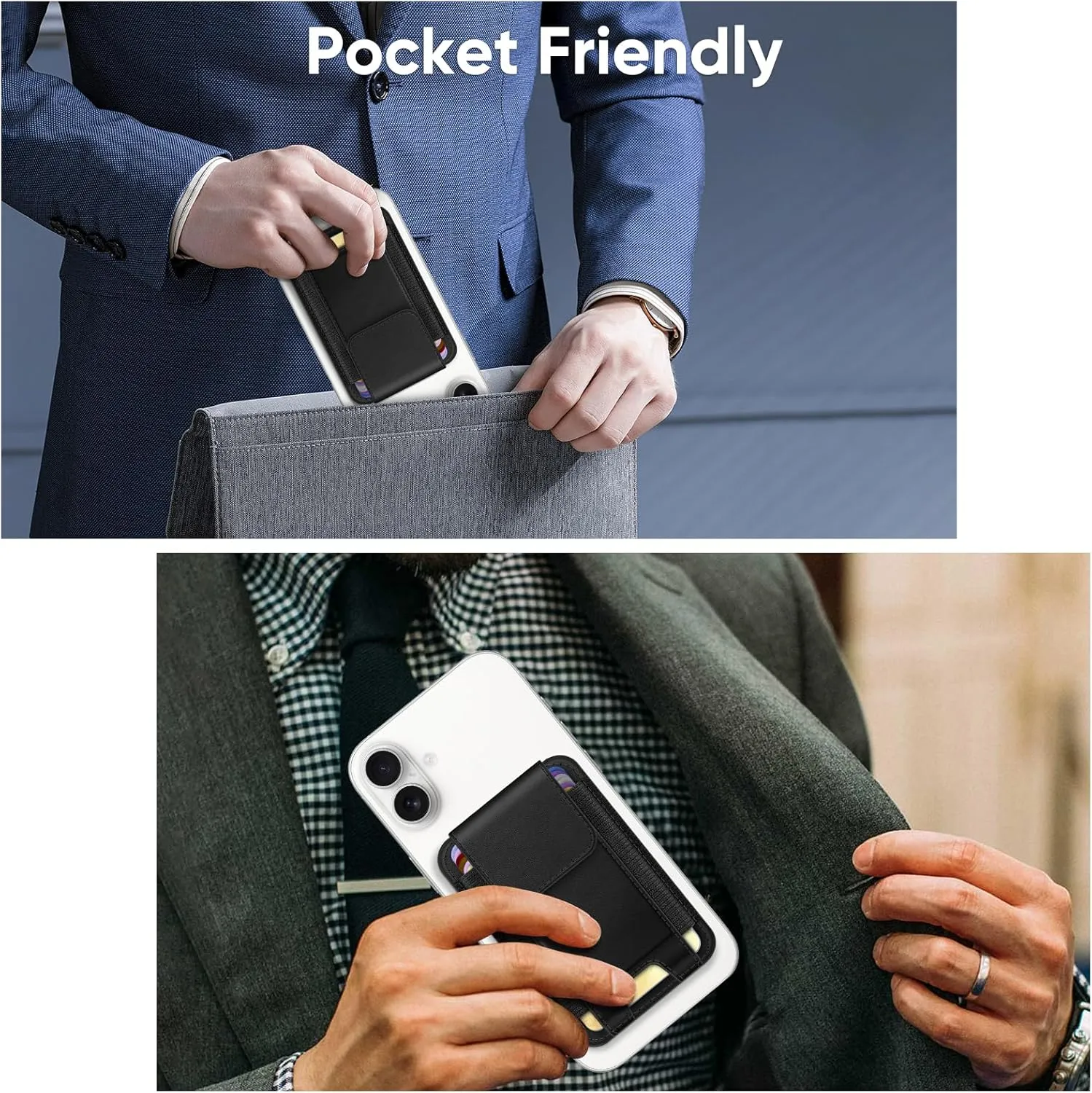 FINPAC MagSafe Wallet, Magnetic Card Wallet Holder for iPhone 16/15/14/13/12 Series, Safe RFID Blocking Slim Leather 6 Card Holder for Women Men, Black