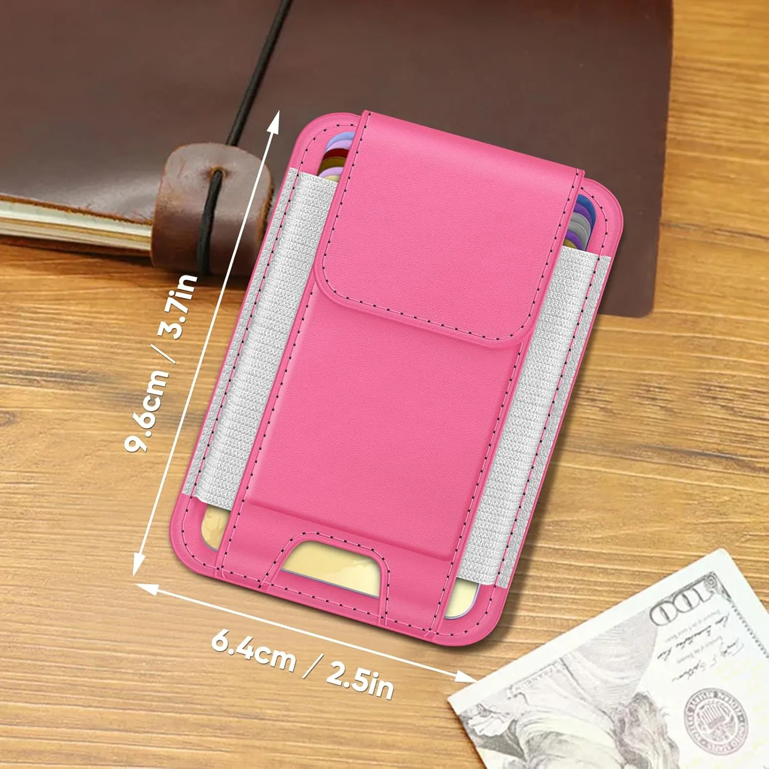 FINPAC MagSafe Wallet, Magnetic Card Wallet Holder for iPhone 16/15/14/13/12 Series, Safe RFID Blocking Slim Leather 6 Card Holder for Women Men, Pink