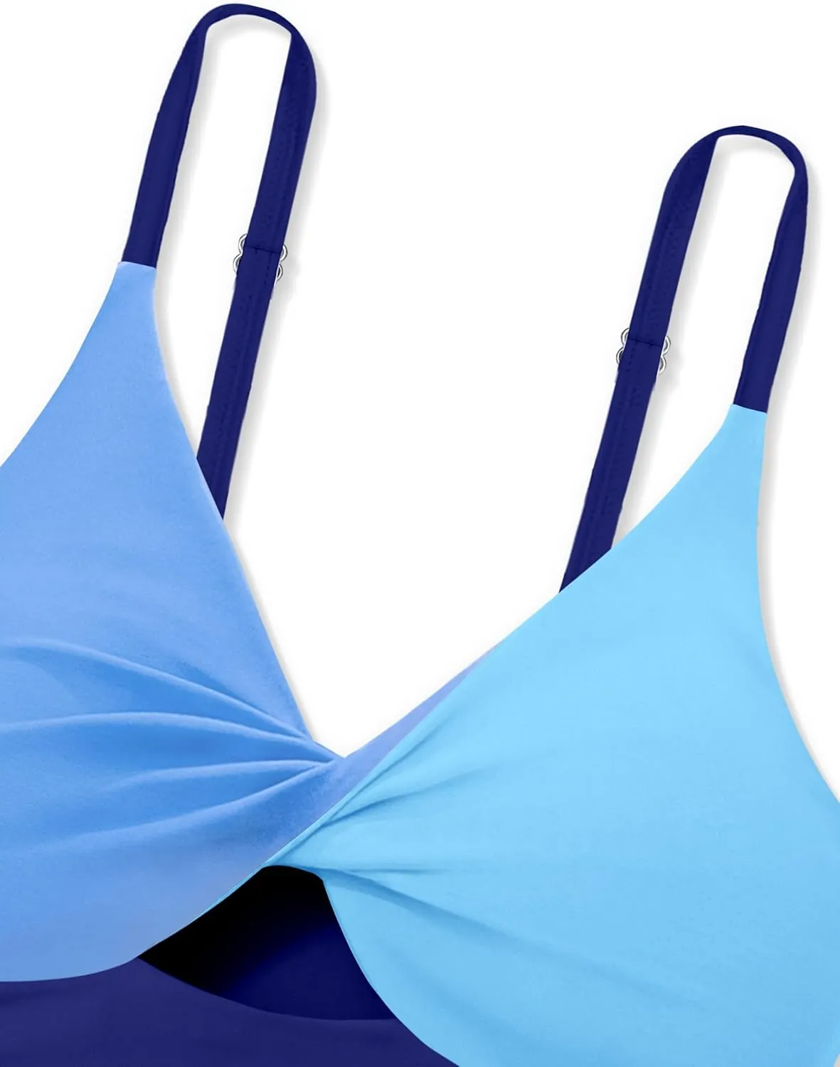 Girls Swimsuit Color Block Girls Bathing Suit Twist Tankini Set Two Piece Girl Swimwear Bikini Set for 9-16 Years