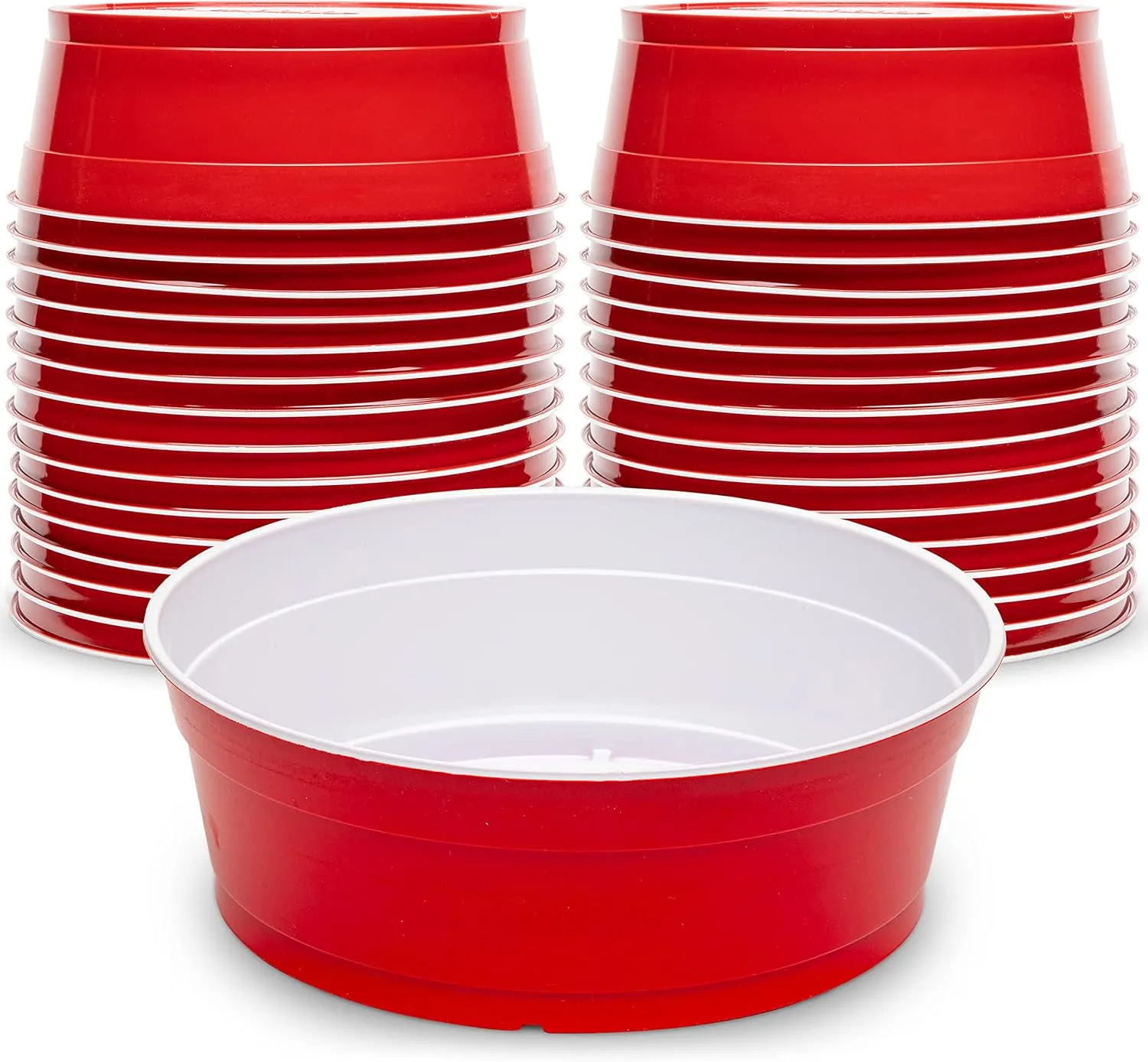 GoBig Red Party Cup Bowls - Large Disposable Plastic Bowls - 22 oz or 60 oz