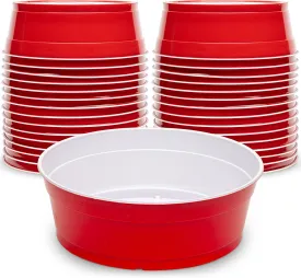 GoBig Red Party Cup Bowls - Large Disposable Plastic Bowls - 22 oz or 60 oz