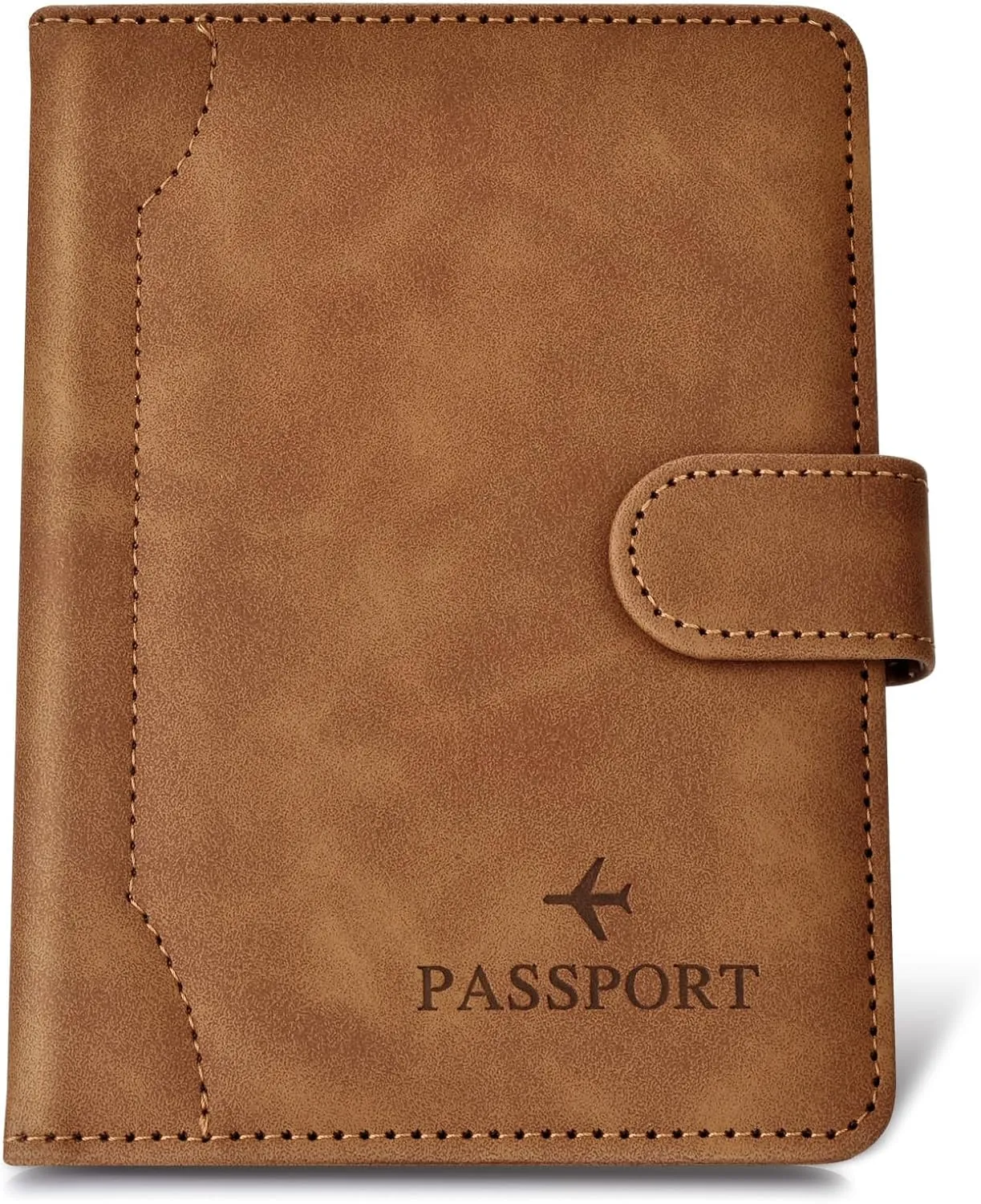 Herain Light Brown Passport Holder for Travel, Passport Wallet Cover Case Women Men Family Cruise Ship Essentials, RFID Passport Book Holders Travel Accessories Vacation Must Haves