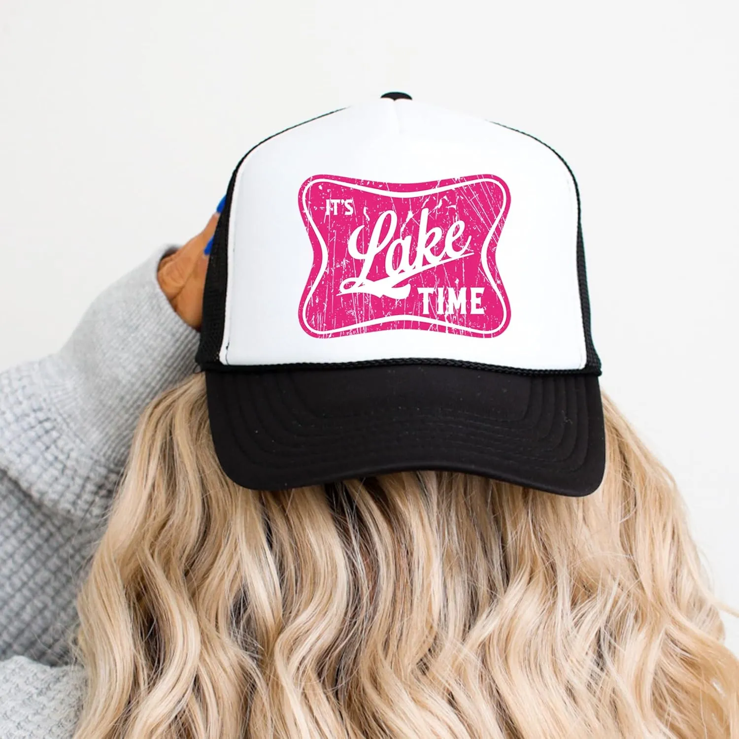 It's Lake Time Summer Classic 5 Panel Foam Front Mesh Snap Back Trucker Hat