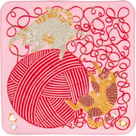kata kata Fluffy Towel | Cat & Yarn Pink